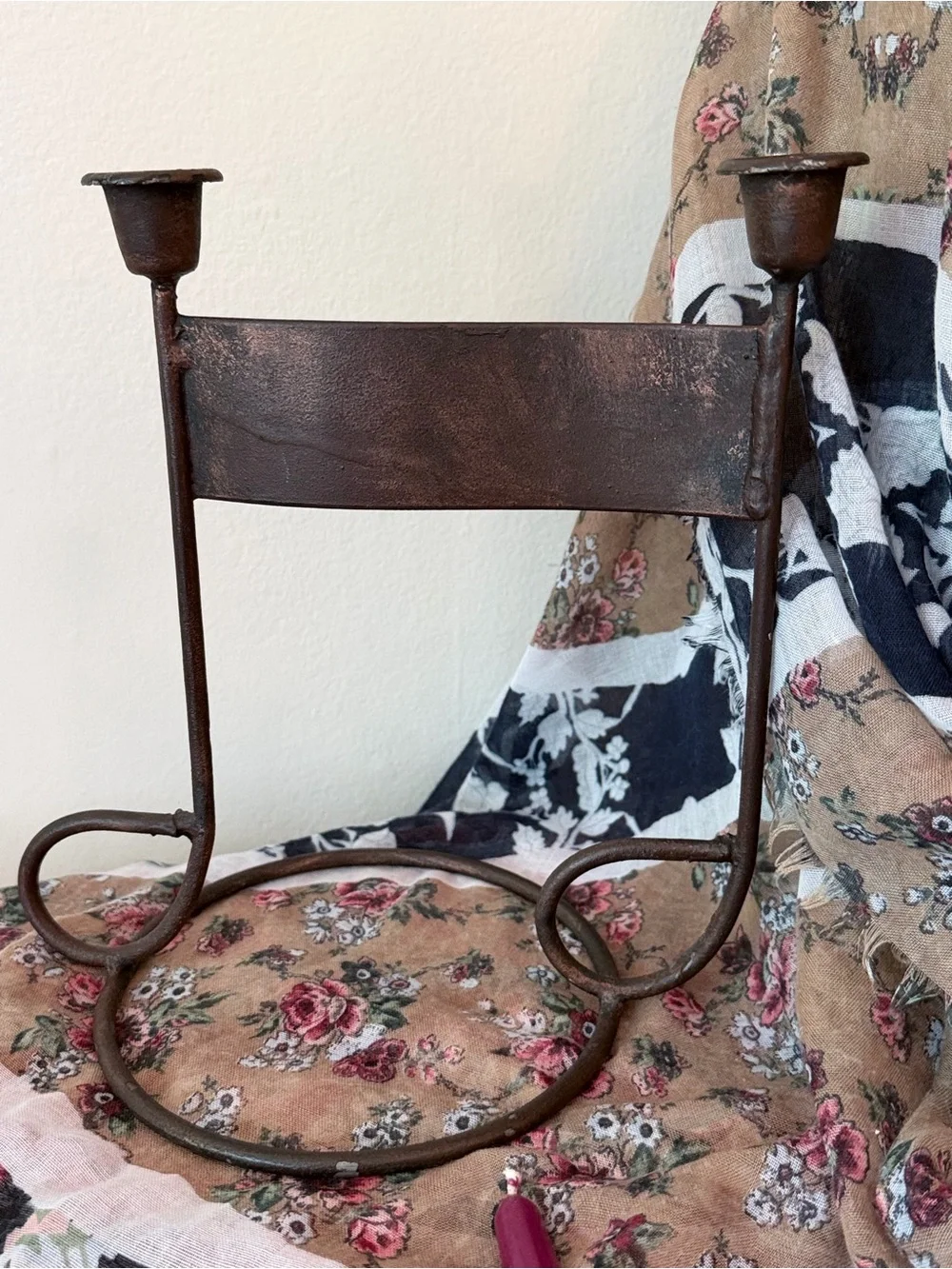 Gothic Music Note Candle Holder Brooding Iron Candelabra Decor